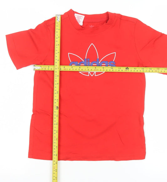 Adidas Boys Red Logo Cotton T-Shirt 6-7 Years Casual Sportswear