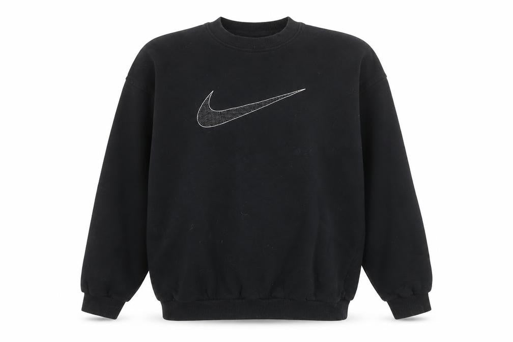 Nike Womens Black L Sweatshirt Pullover Crew Neck Logo Cotton Blend
