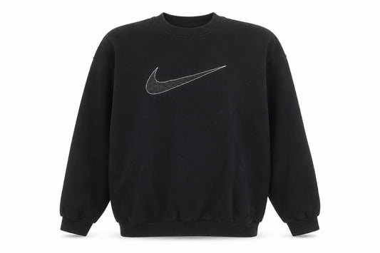 Nike Womens Black L Sweatshirt Pullover Crew Neck Logo Cotton Blend