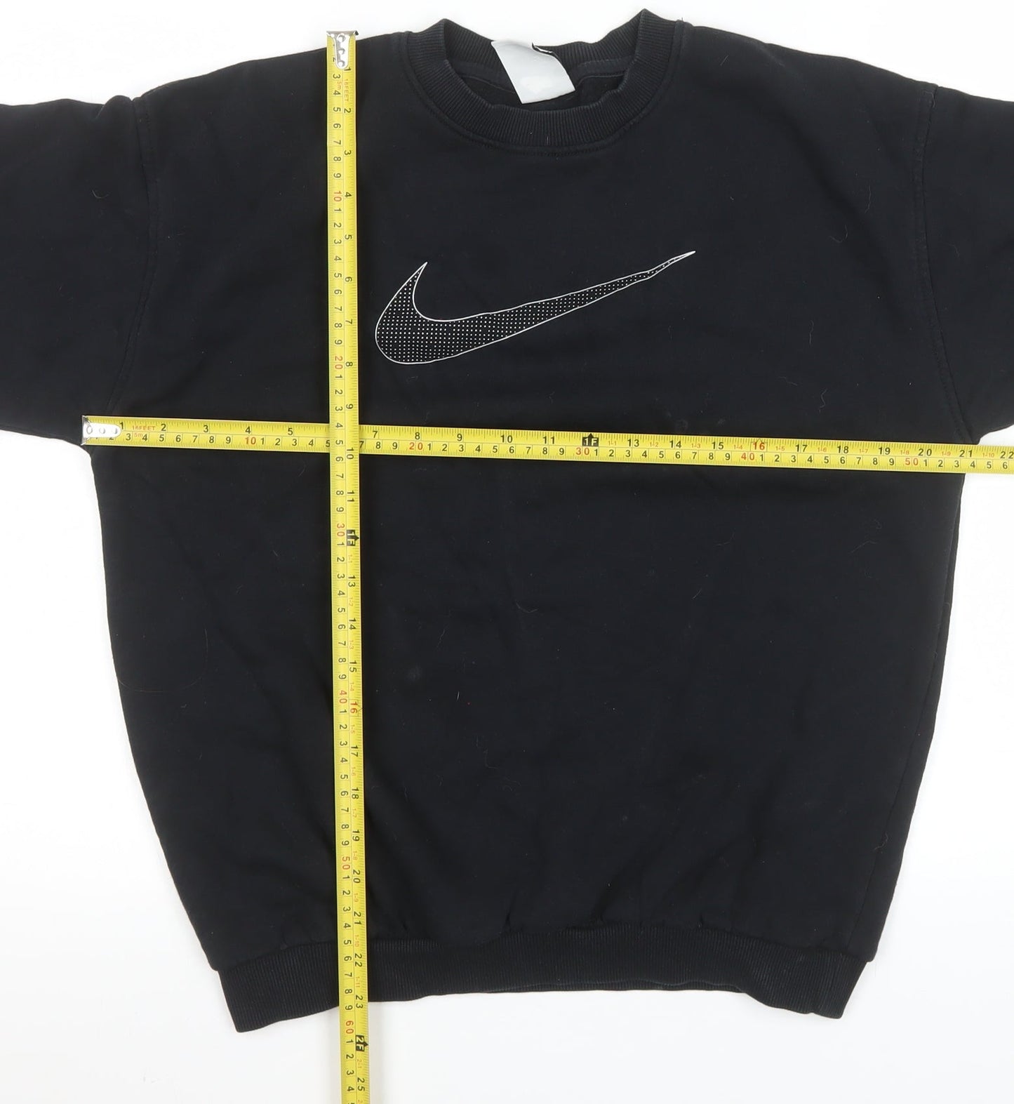 Nike Womens Black L Sweatshirt Pullover Crew Neck Logo Cotton Blend