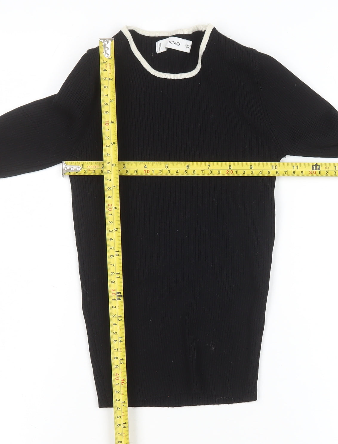 MNG Women's Black Knit Long Sleeve Crew Neck Top XS