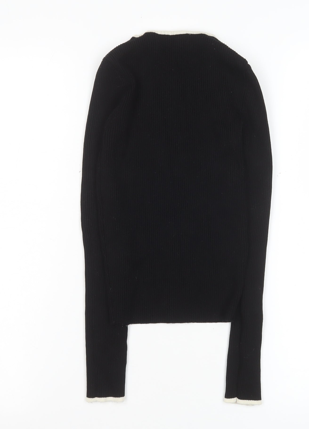 MNG Women's Black Knit Long Sleeve Crew Neck Top XS