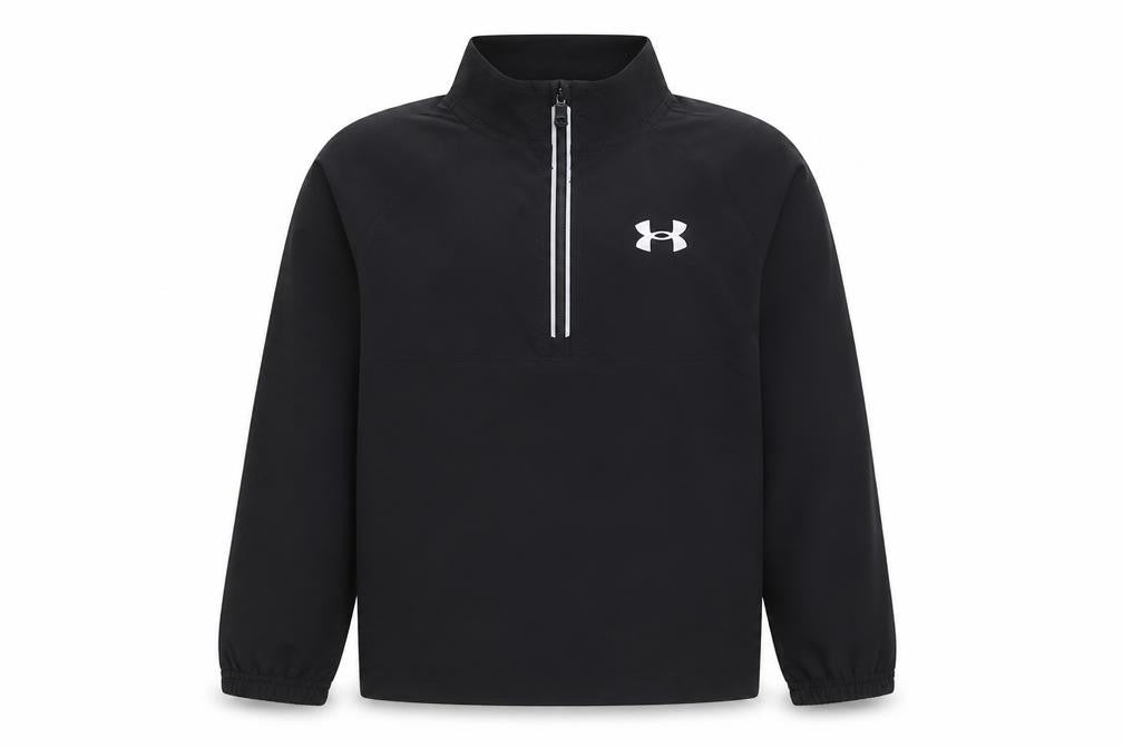 Front view of Under Armour boys’ black 5-6 years sports 1/4 zip track jacket