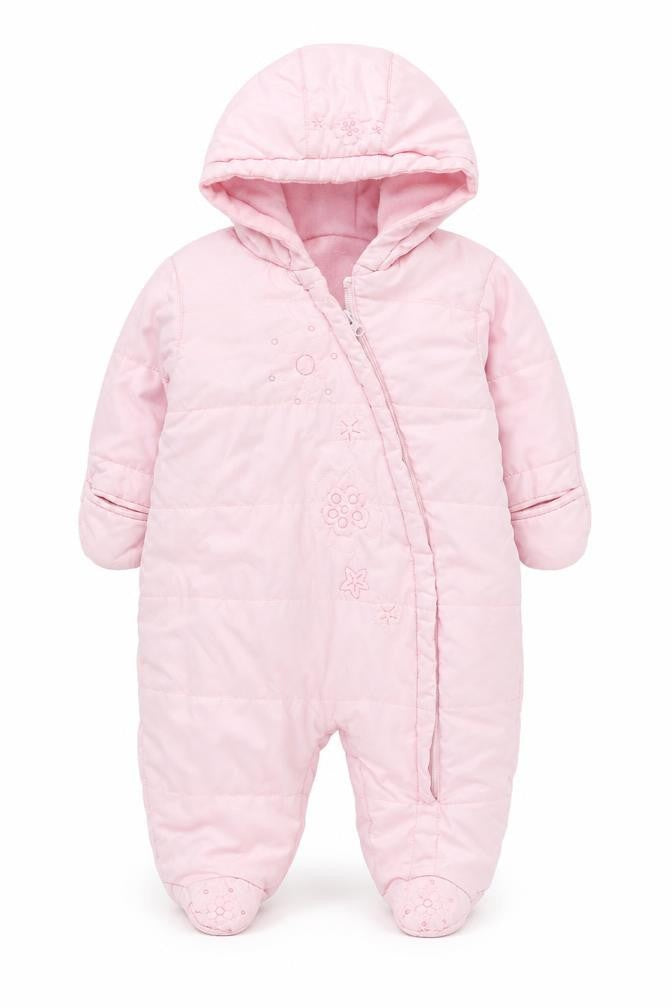 St Bernard Girls Pink Hooded Quilted Snowsuit 9-12 Months Winter Lined