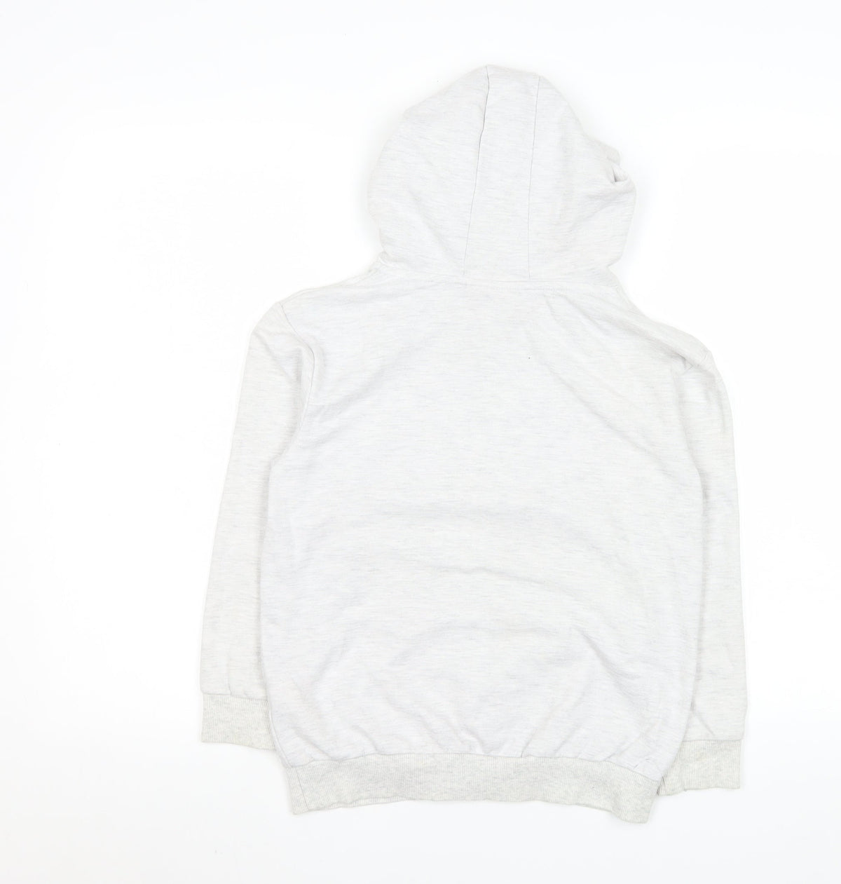 Close-up detail of Marvel boys’ grey hoodie 9-10 years pullover cotton blend avengers print