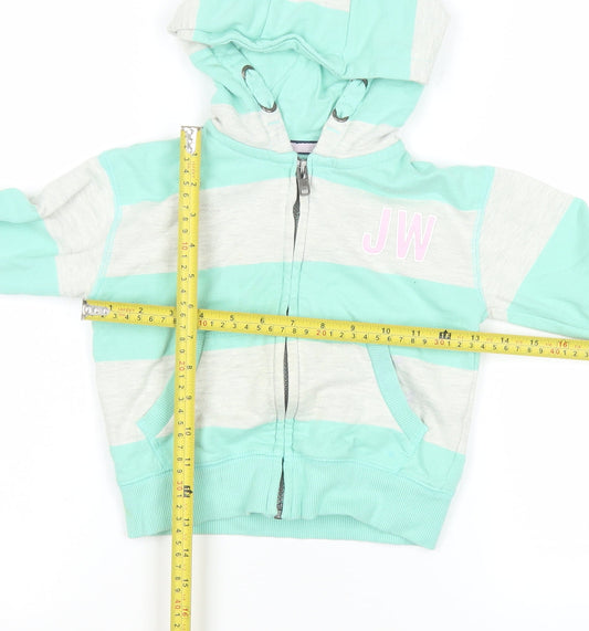 Jack Wills Boys Green Striped Hooded Full Zip Jacket 5-6 Years