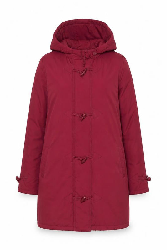 Being Casual Womens Red Hooded Duffle Coat Size 12 Mid-Length