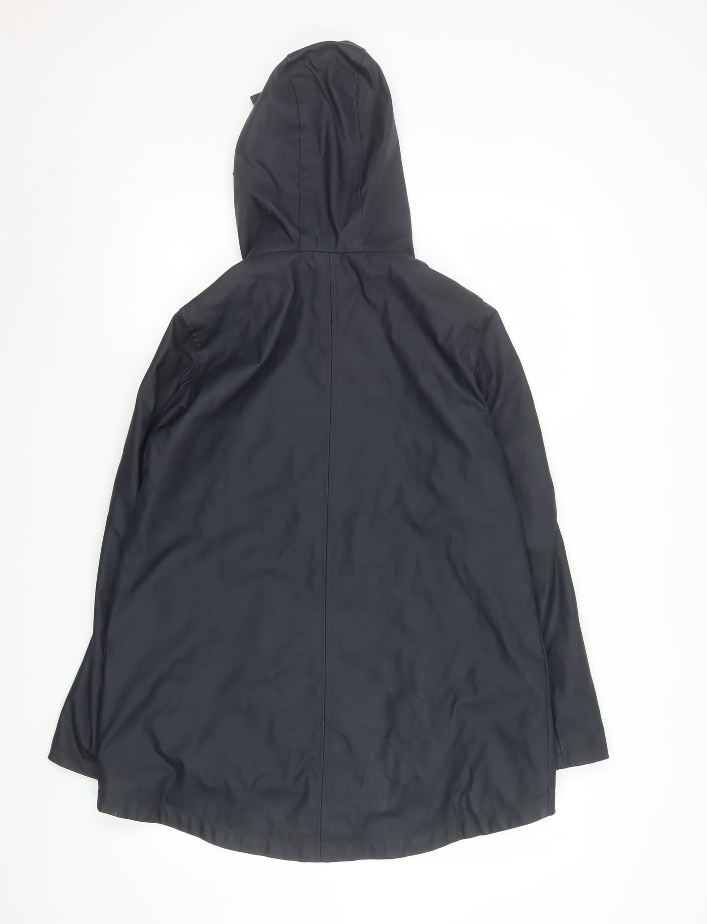 F&F Women’s Black Hooded Waterproof Mid-Length Rain Coat UK 8