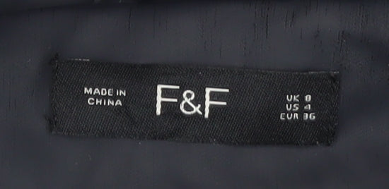 F&F Women’s Black Hooded Waterproof Mid-Length Rain Coat UK 8