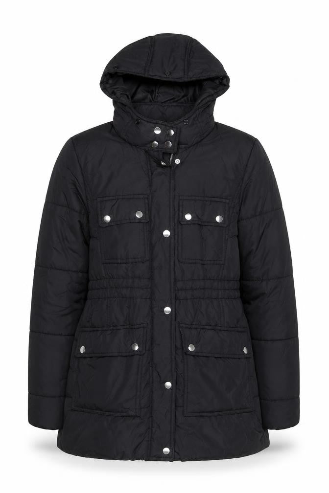 New Look Women's Black Hooded Puffer Jacket Size 12