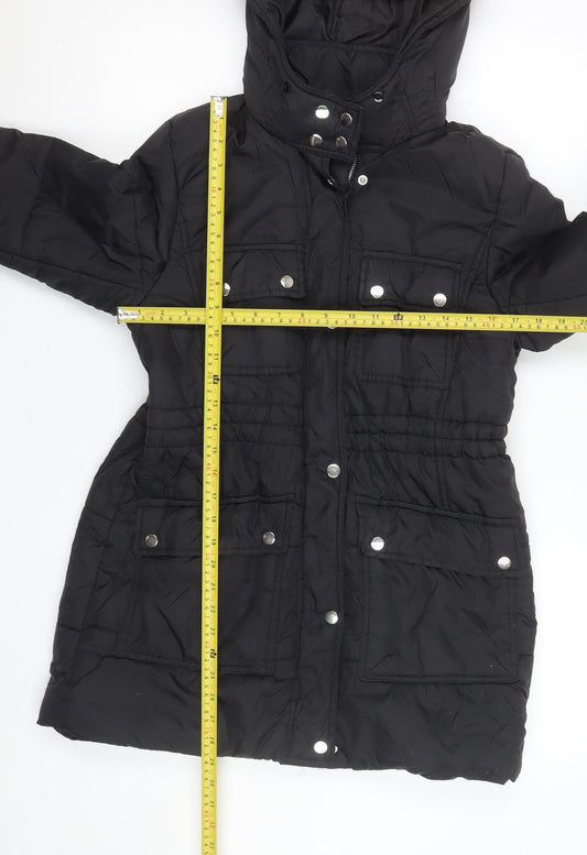 New Look Women's Black Hooded Puffer Jacket Size 12