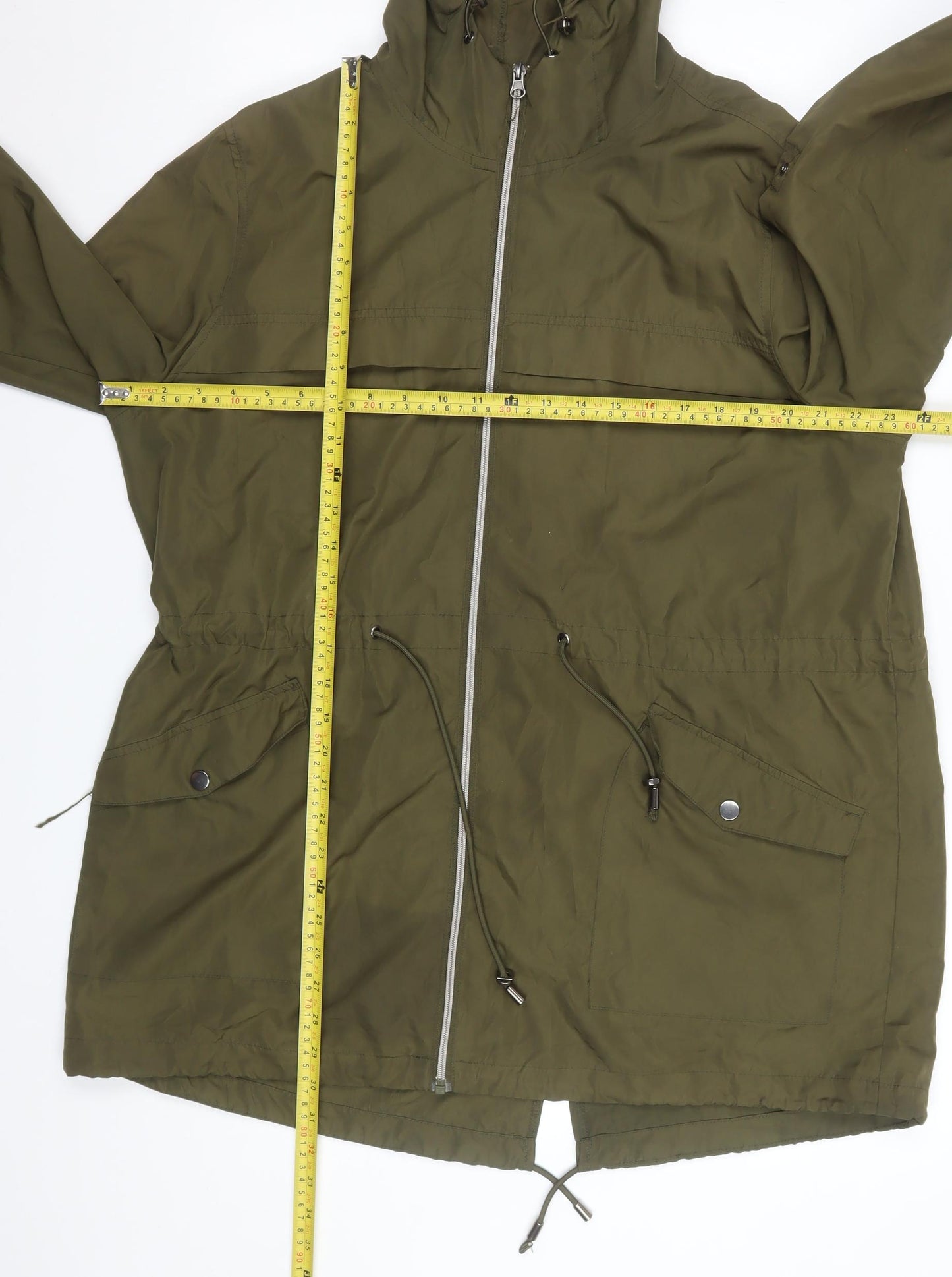 Primark Cares Women’s Green L Hooded Parka Jacket with Drawstring Waist