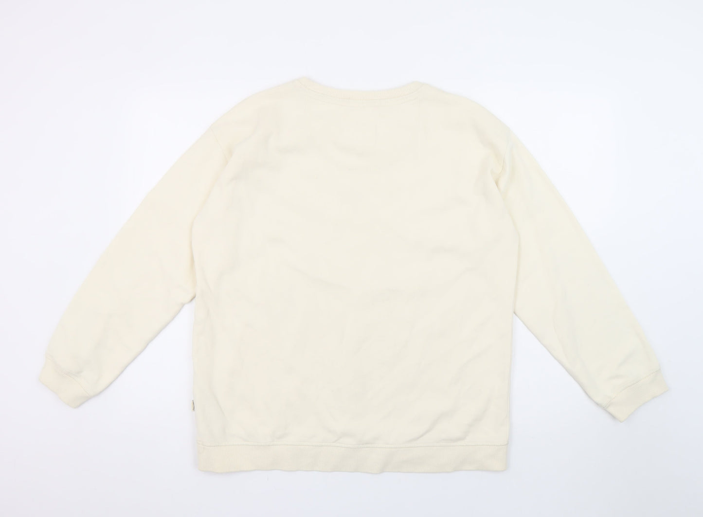 Fat Face Women Beige Star Print Pullover Sweatshirt UK 12 Cotton Blend