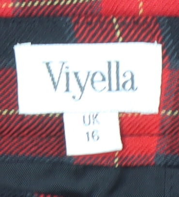 Viyella Women's Red Plaid Wool Pencil Skirt Size 16 Vintage