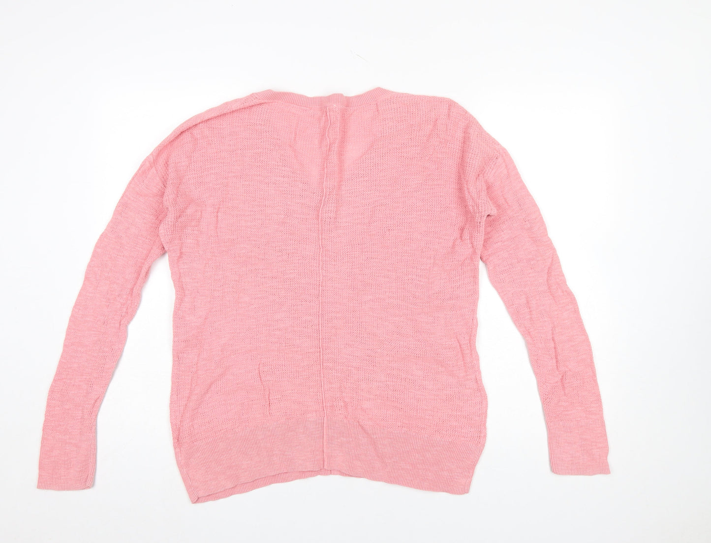 GAP Women's Pink V-Neck Cotton Jumper Size M