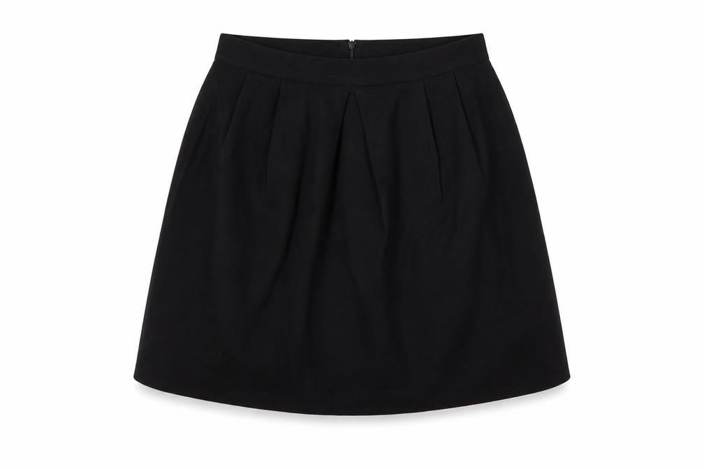 Front view of Massimo Dutti Women's Black A-Line Knee Length Skirt, size 12