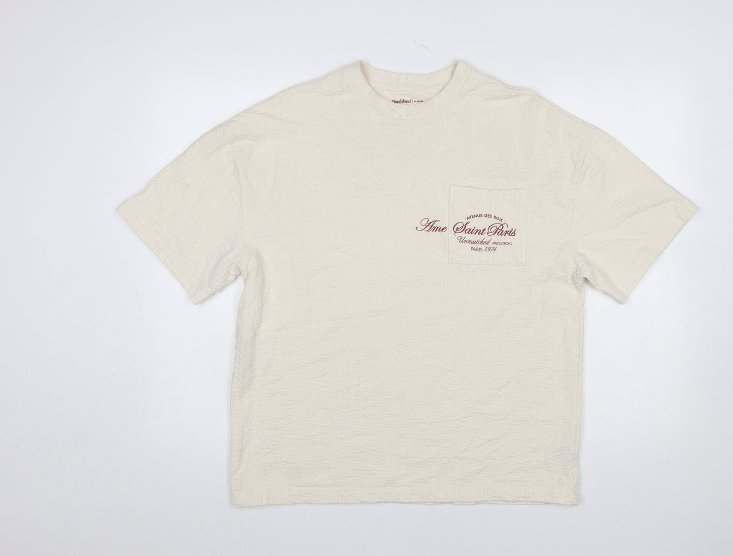River Island Women Beige Oversized T-Shirt Short Sleeve 100% Cotton