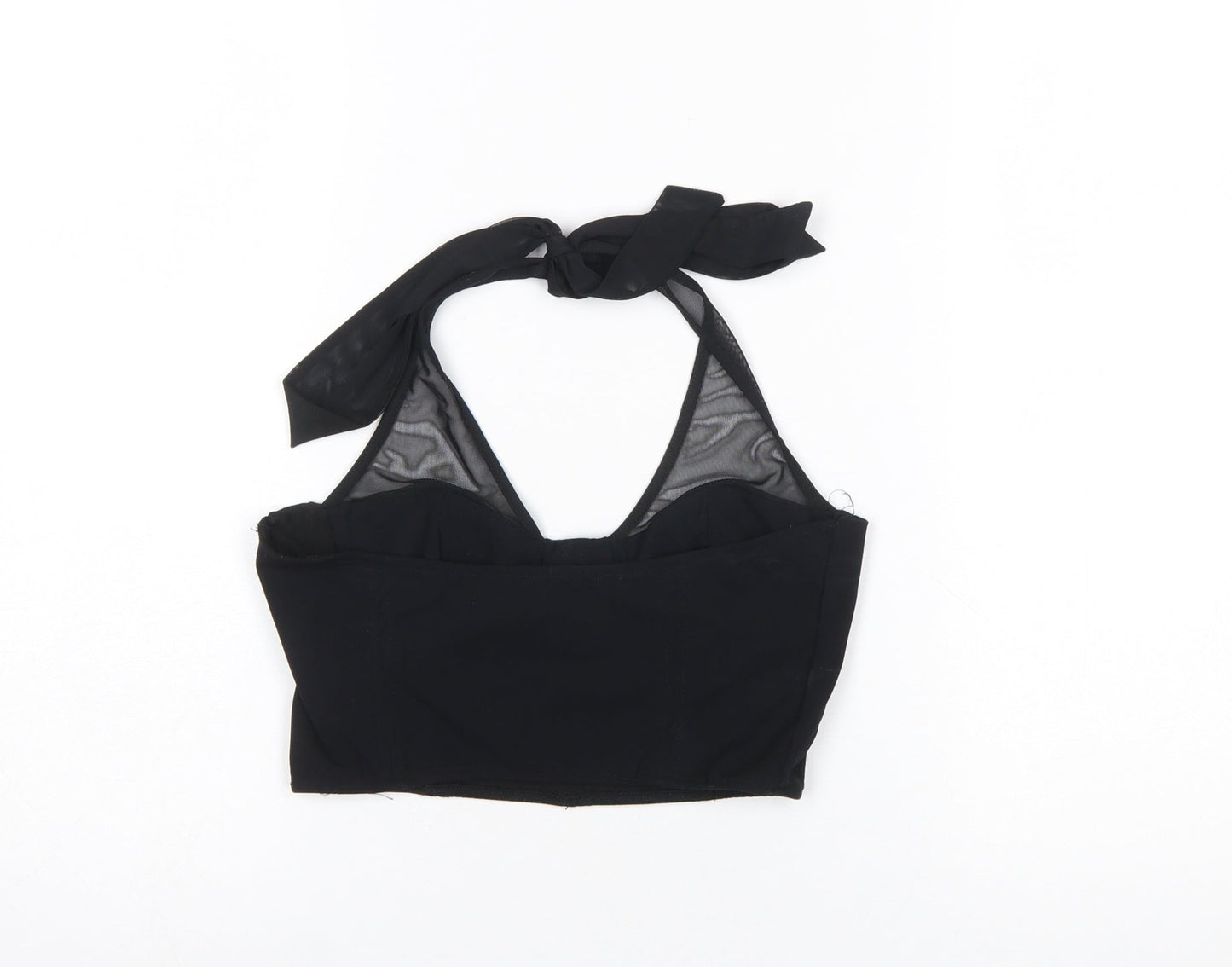 Bershka Women's Black Halter Cropped Tank Top Size M