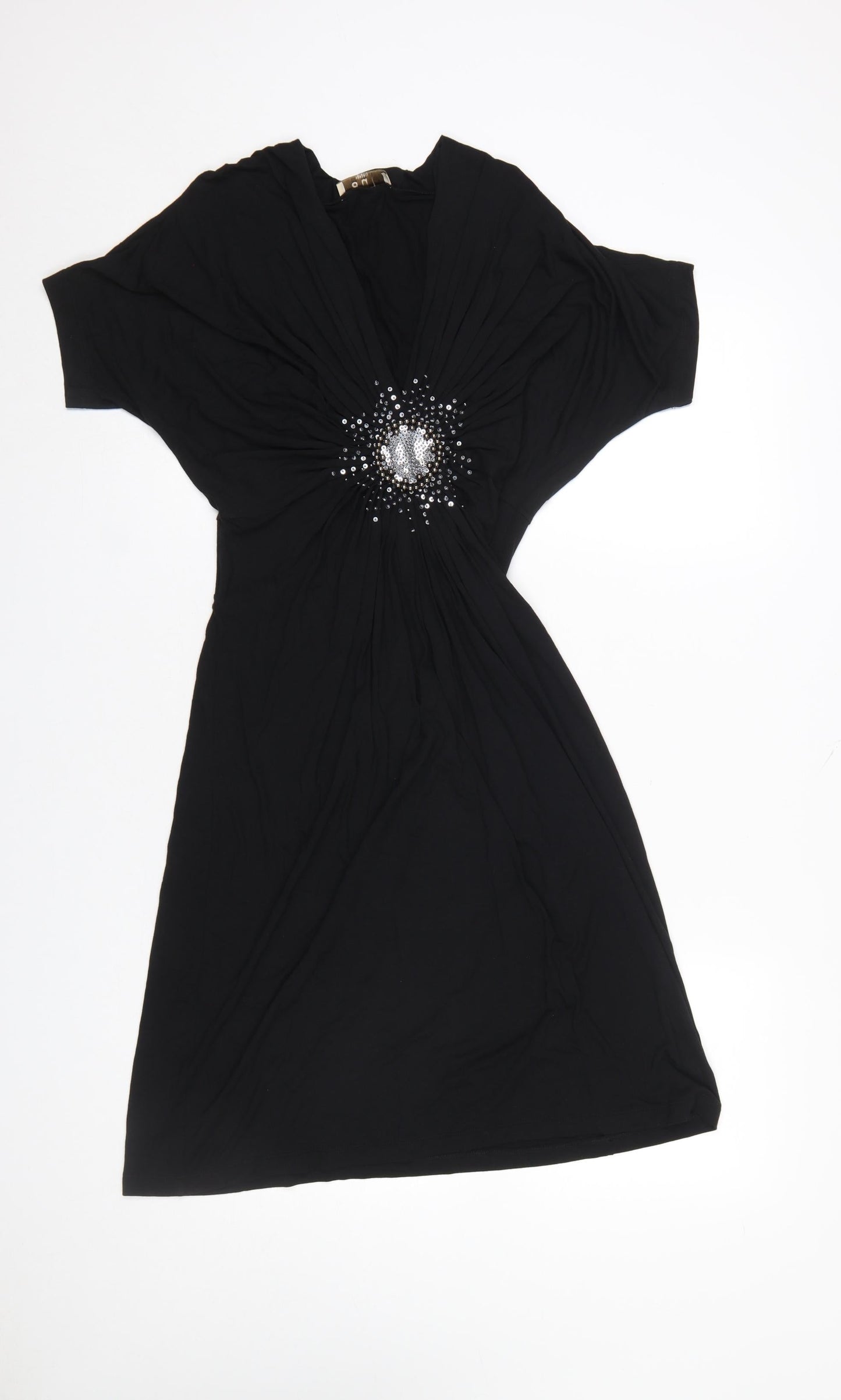 Oui Women Black Sequin Embellished Knee Length Bodycon Dress M