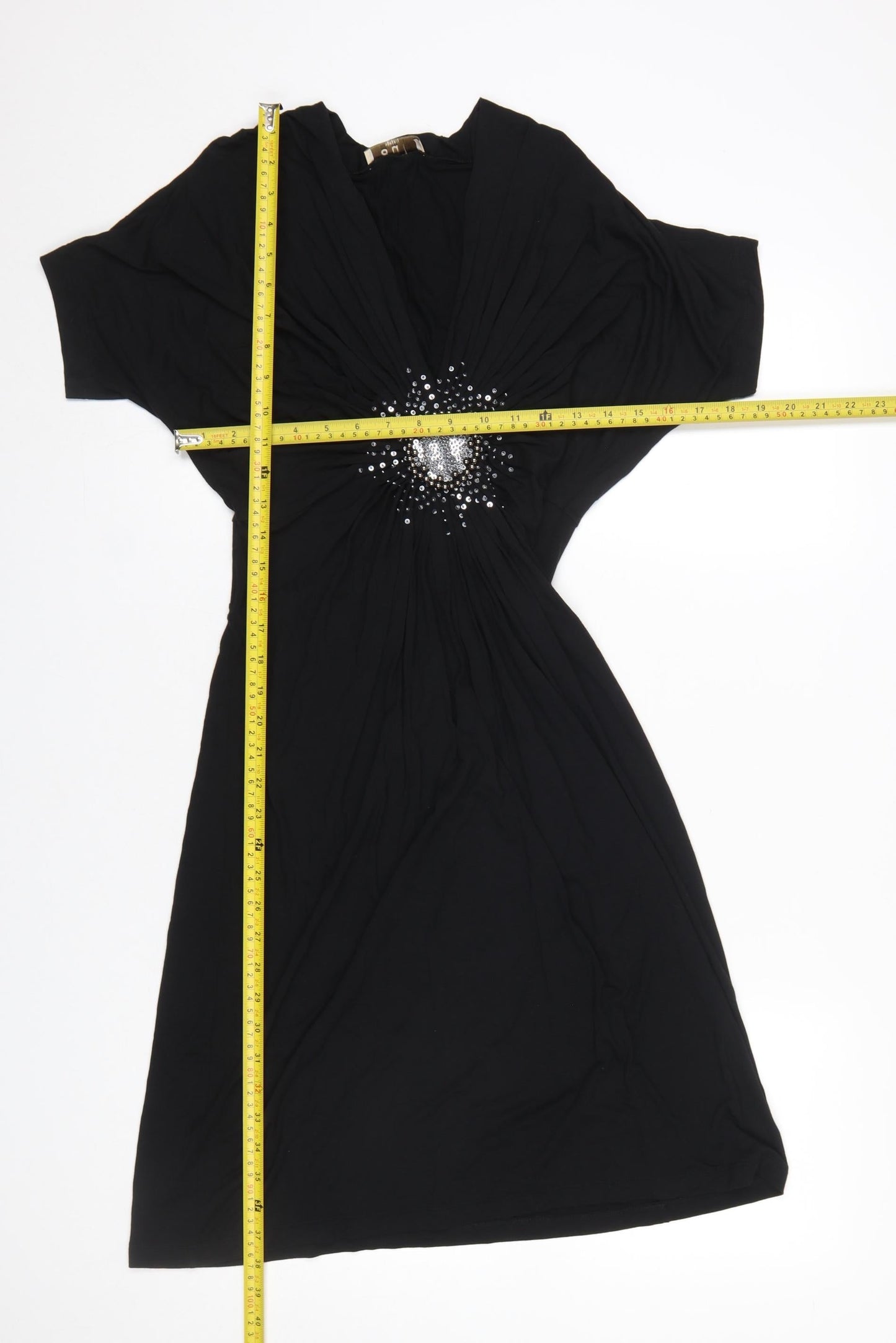 Oui Women Black Sequin Embellished Knee Length Bodycon Dress M