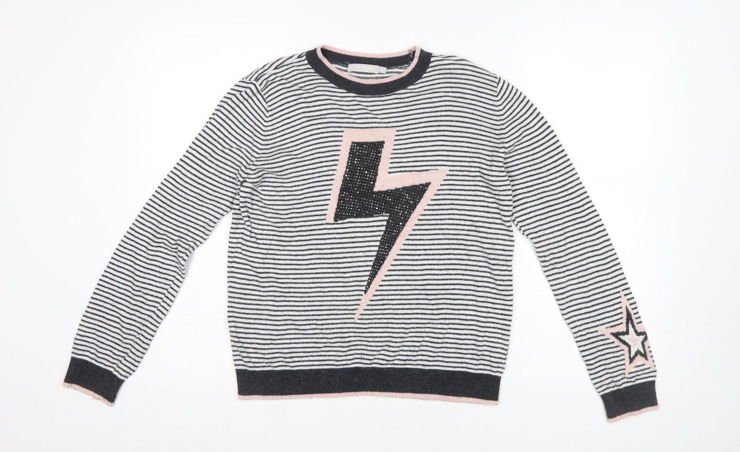 Mintie by Mint Velvet Girls Black Striped Lightning Jumper 11-12 Years