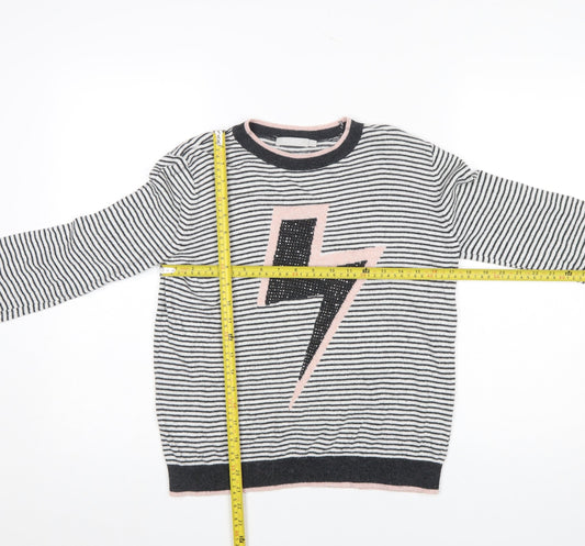 Mintie by Mint Velvet Girls Black Striped Lightning Jumper 11-12 Years
