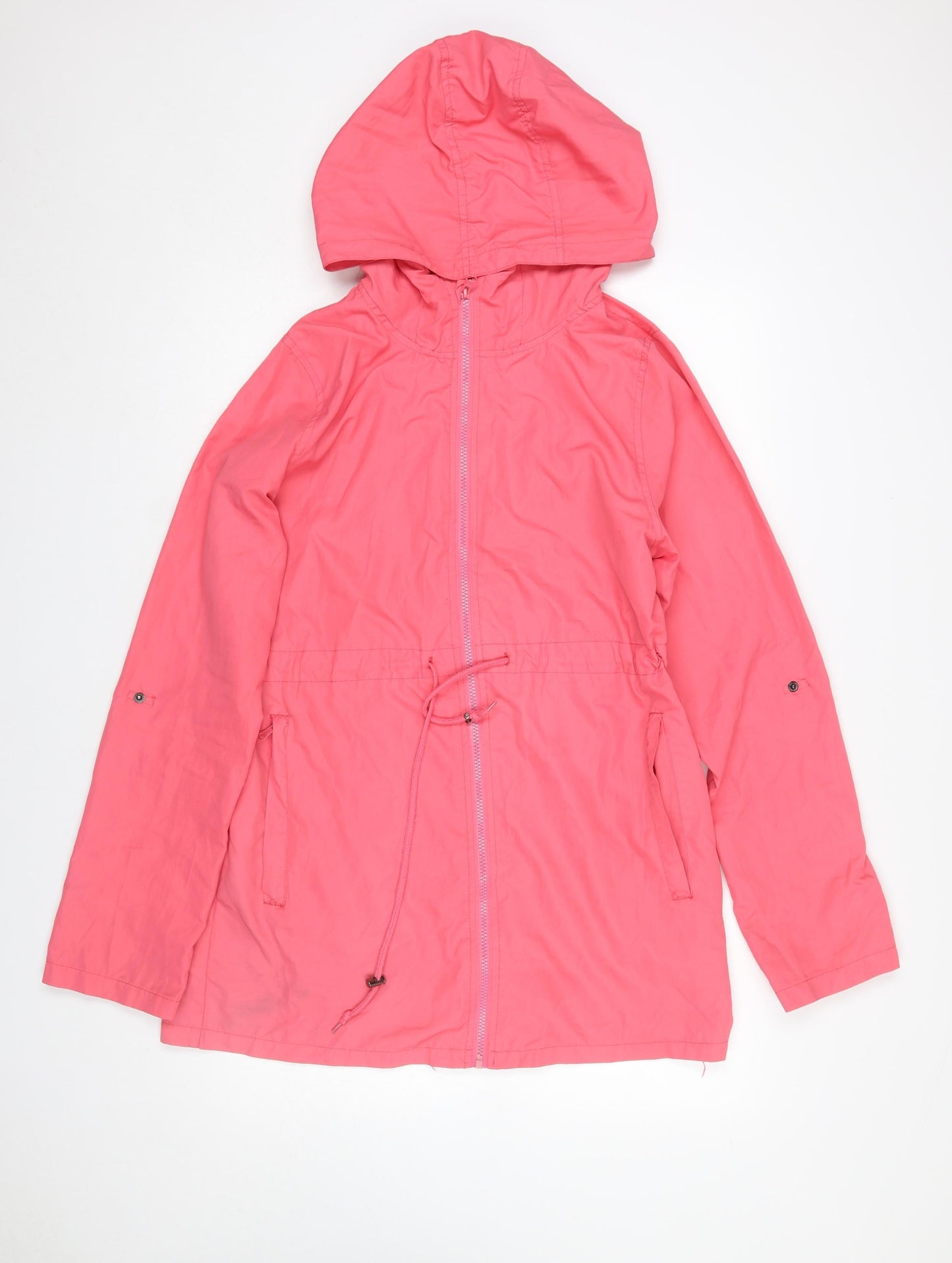Pack a Parka Women's Pink Lightweight Hooded Mid-Length Parka Jacket Size M