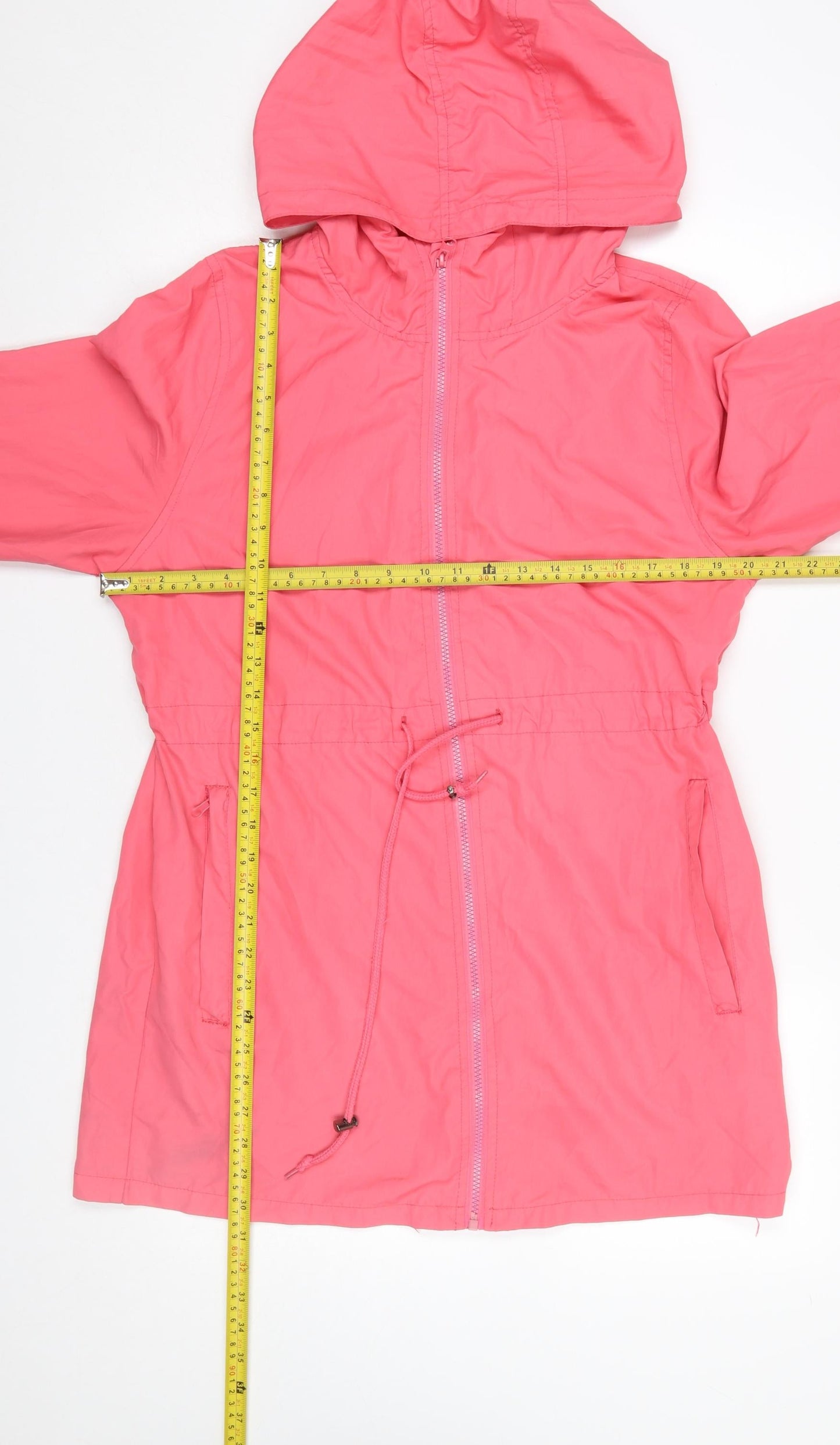 Pack a Parka Women's Pink Lightweight Hooded Mid-Length Parka Jacket Size M