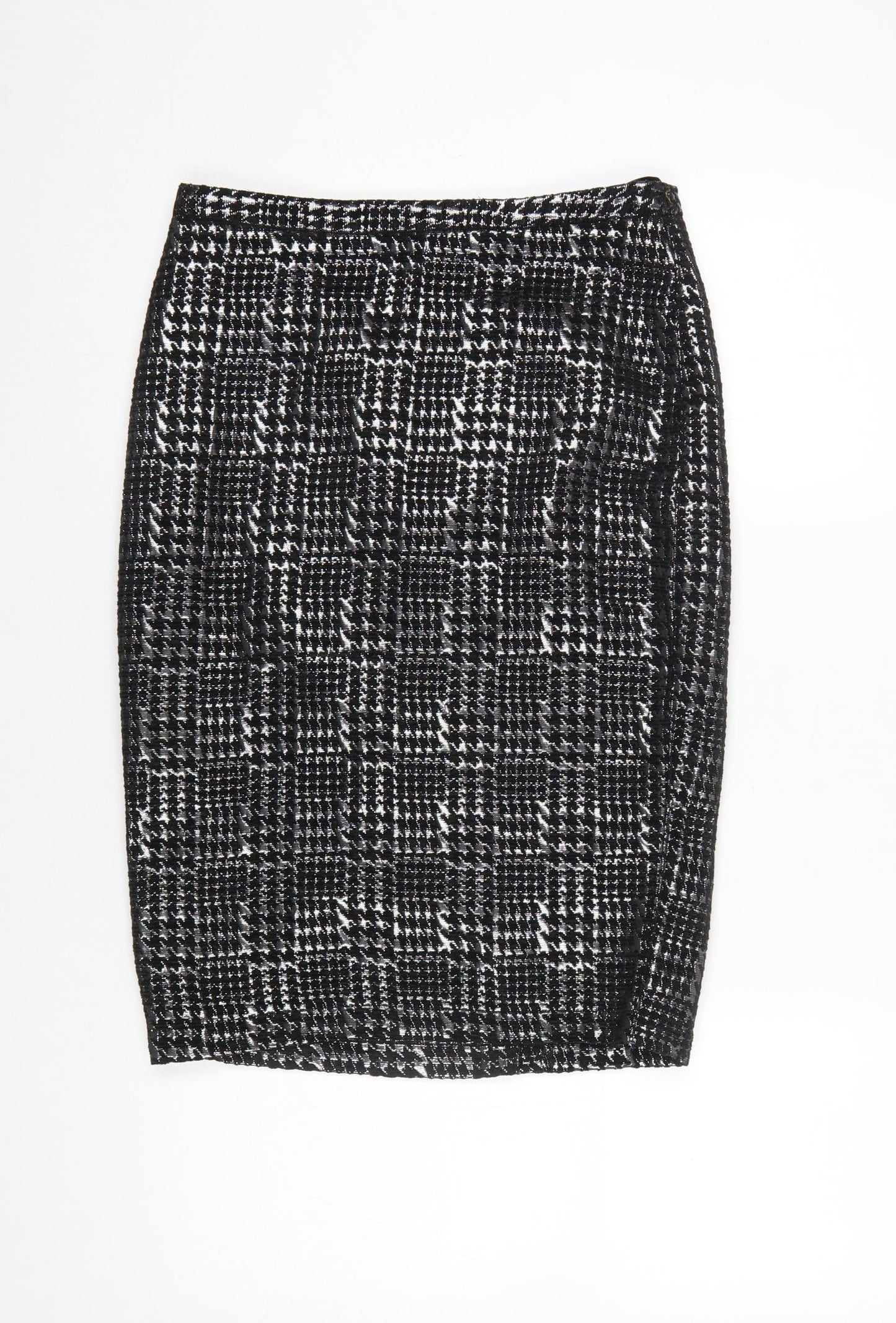 M&Co. Women's Silver Check Pencil Skirt Size 10 Knee Length