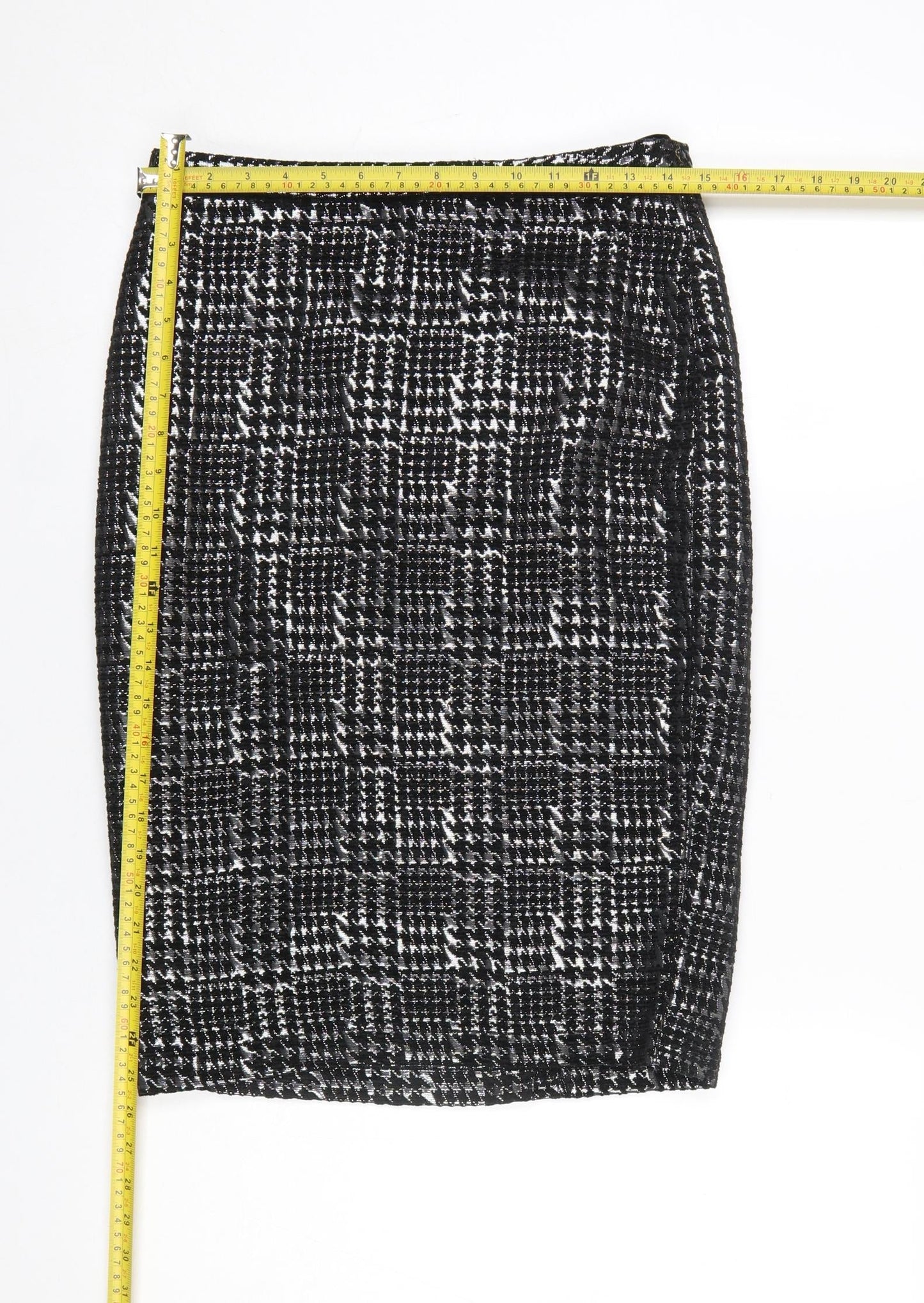 M&Co. Women's Silver Check Pencil Skirt Size 10 Knee Length