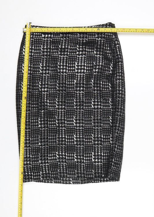 M&Co. Women's Silver Check Pencil Skirt Size 10 Knee Length