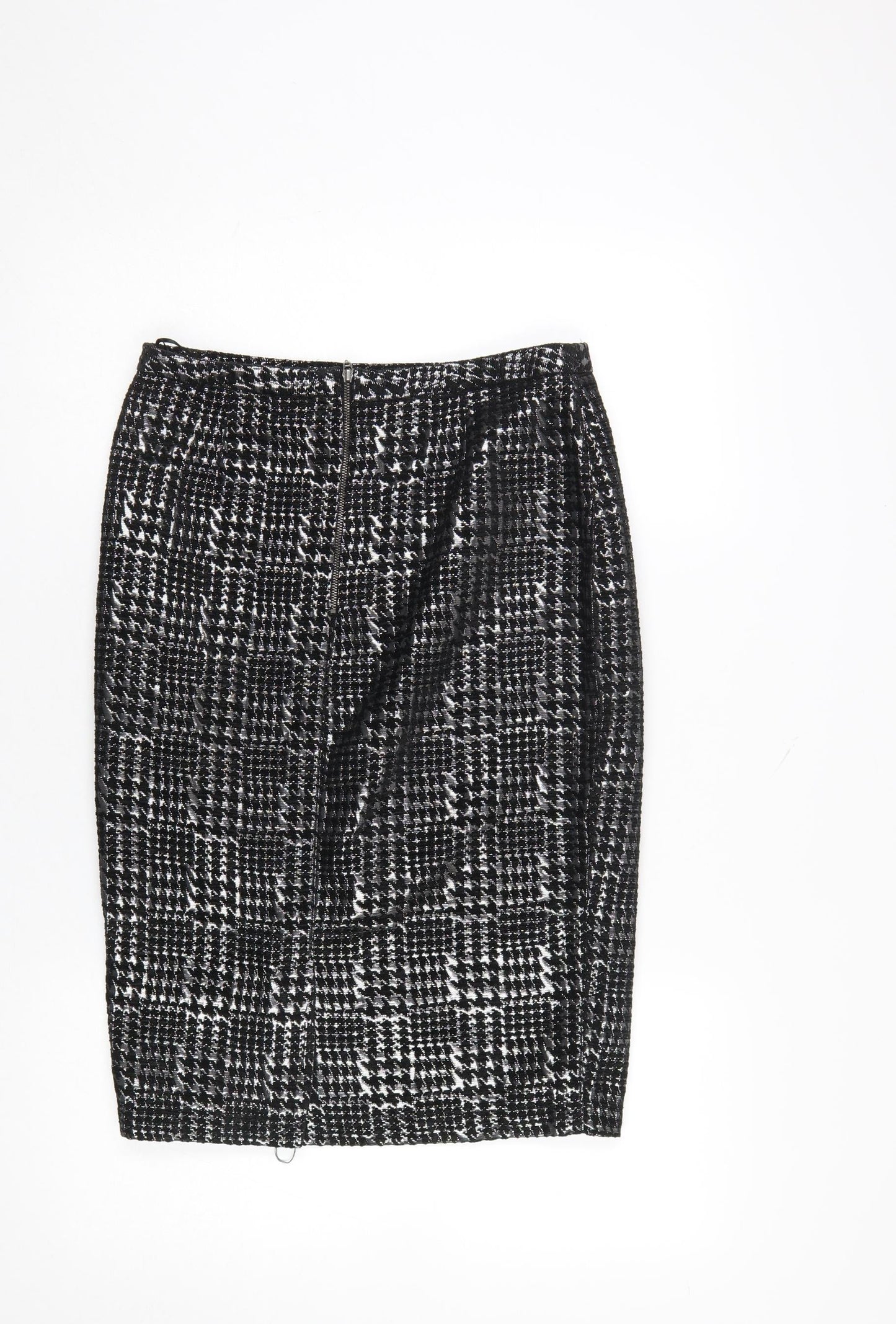 M&Co. Women's Silver Check Pencil Skirt Size 10 Knee Length