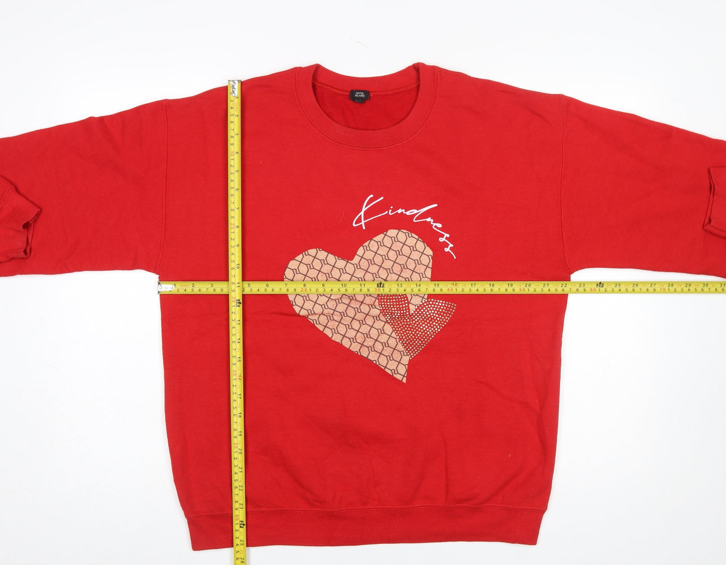 River Island Womens Red Kindness Heart Crew Neck Sweatshirt Size S