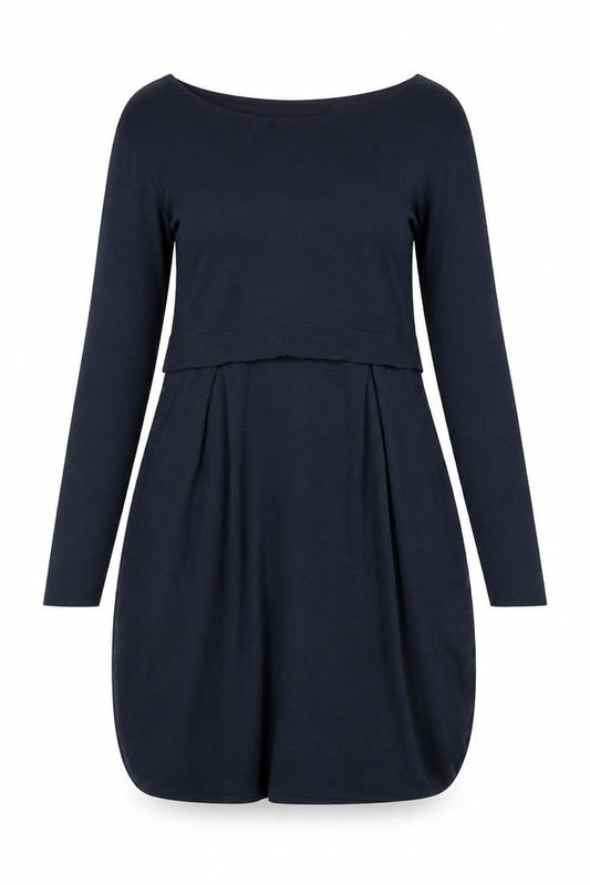 By Basics Women Navy Long Sleeve Knee Length A-Line Dress M
