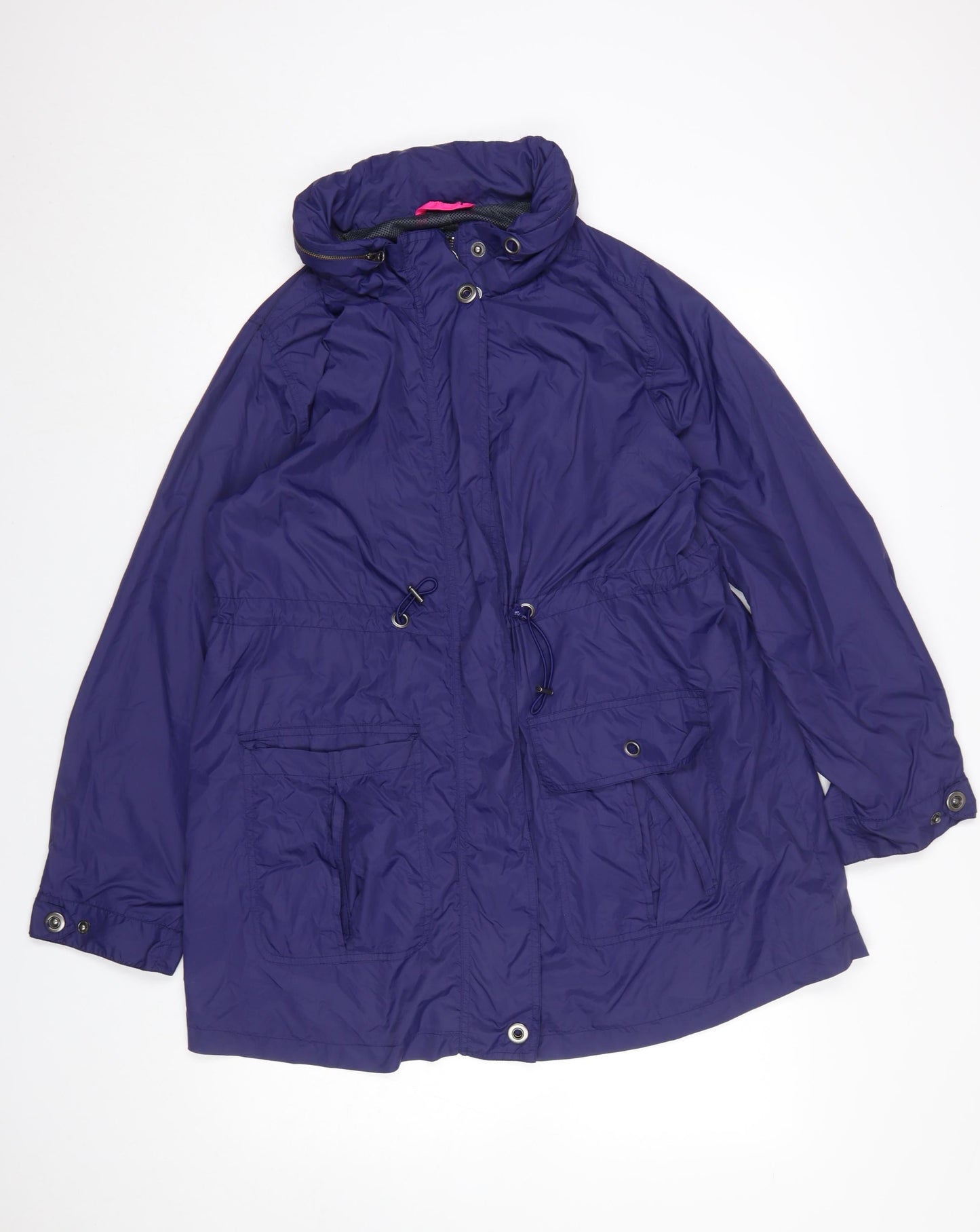 Verge Women's Blue Nylon Anorak Jacket Size M Hooded Mid-Length