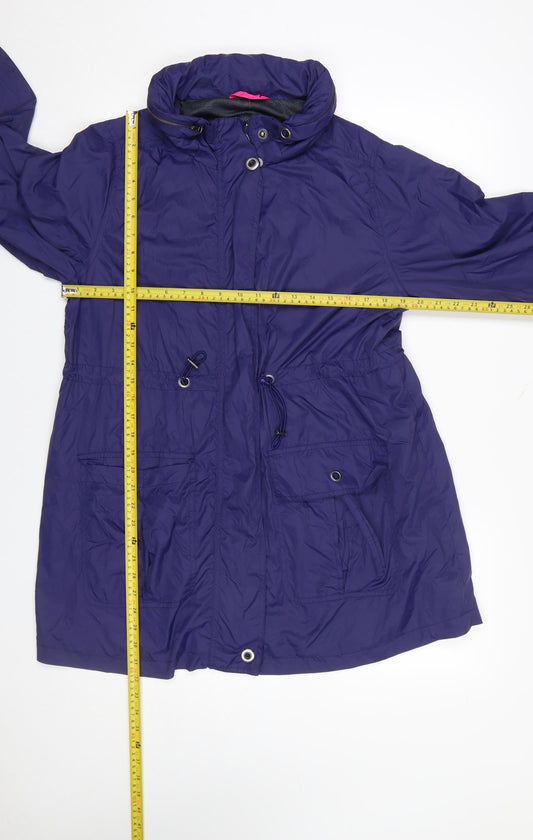 Verge Women's Blue Nylon Anorak Jacket Size M Hooded Mid-Length