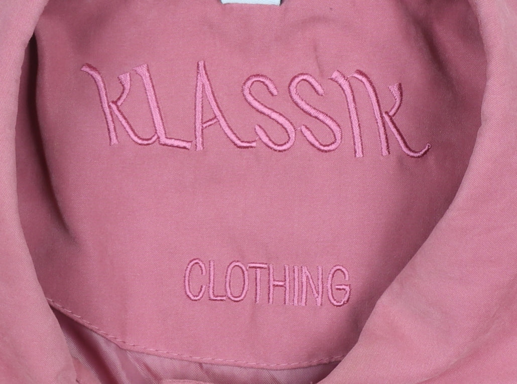 Klassik Women Pink Size 12 Mid-Length Button Coat Polyester Nylon