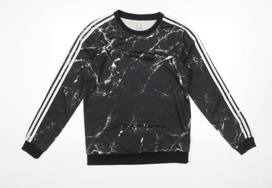adidas Neo Men’s Black Marble Sweatshirt Size M Crew Neck Pullover