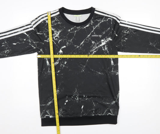 adidas Neo Men’s Black Marble Sweatshirt Size M Crew Neck Pullover