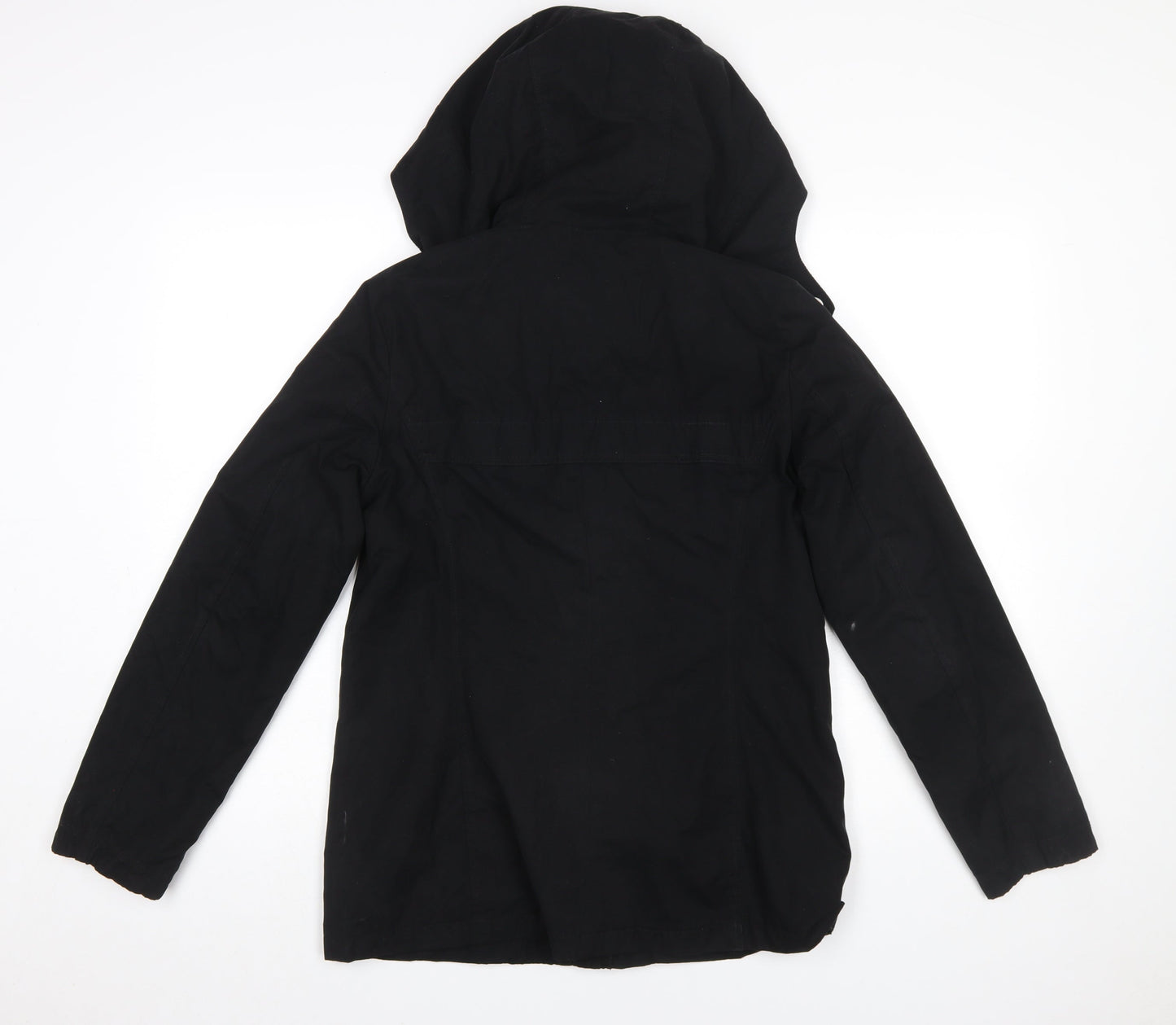 Esprit Women Black Mid-Length Hooded Parka Jacket Size 10