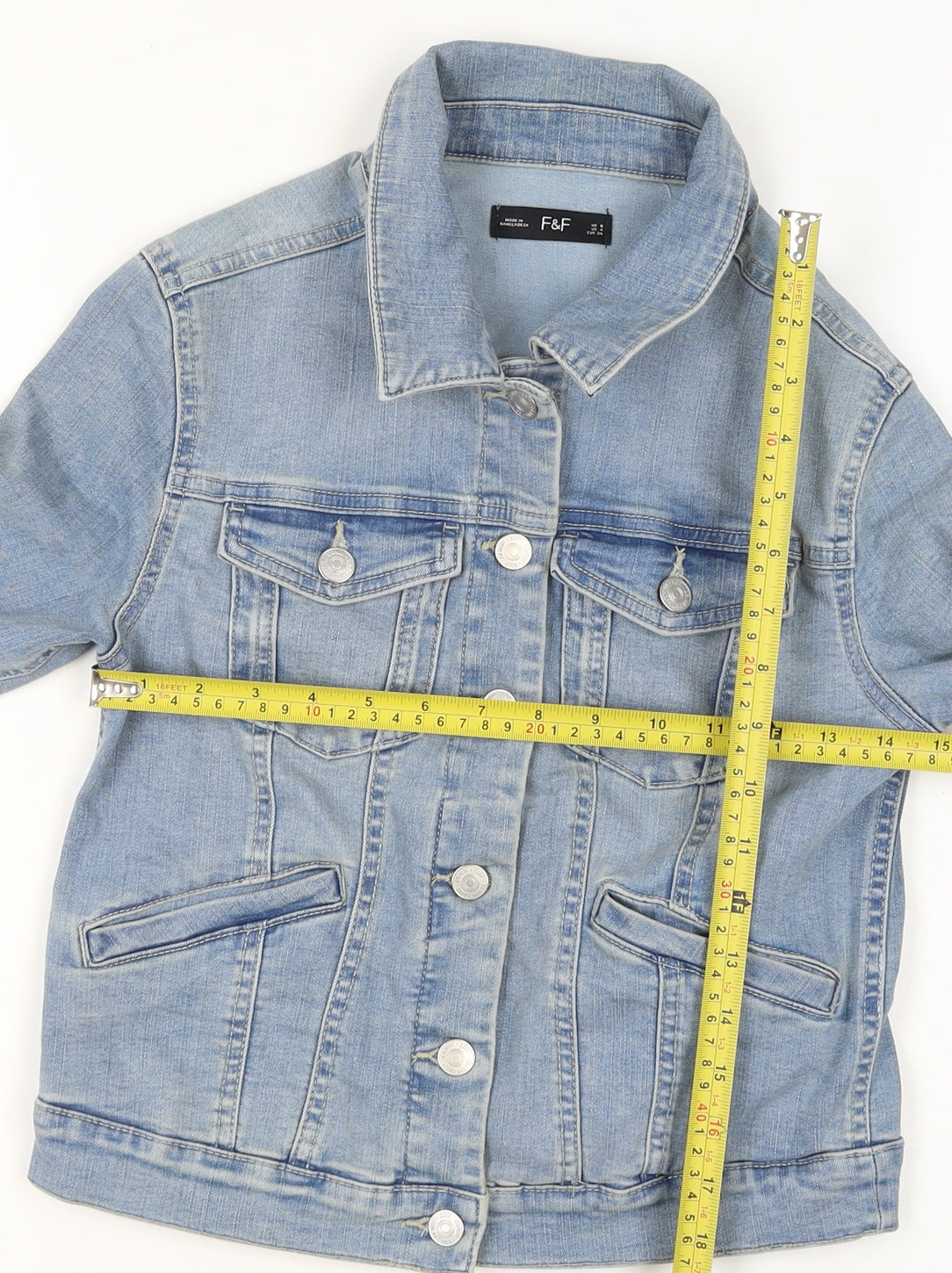 F&F Women Blue Denim Basic Jacket Size 8 Classic Style
