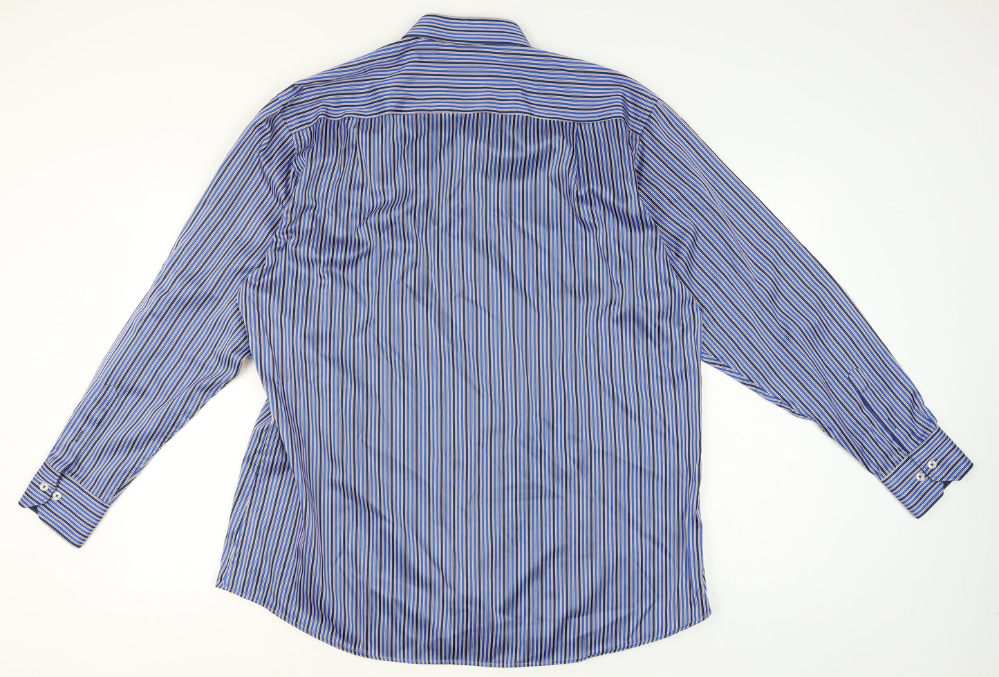 Benetti Men's Blue Striped Cotton Long Sleeve Button-Up Shirt XXL