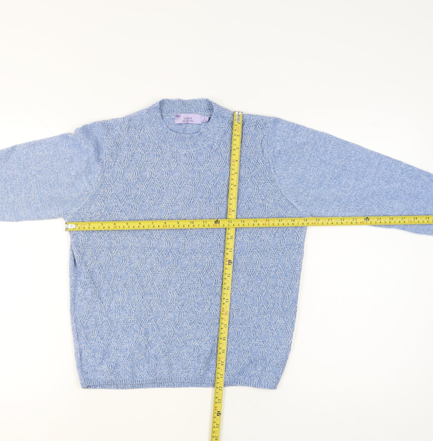 Honor Millburn Women's Blue Acrylic Cable Knit Jumper Size S