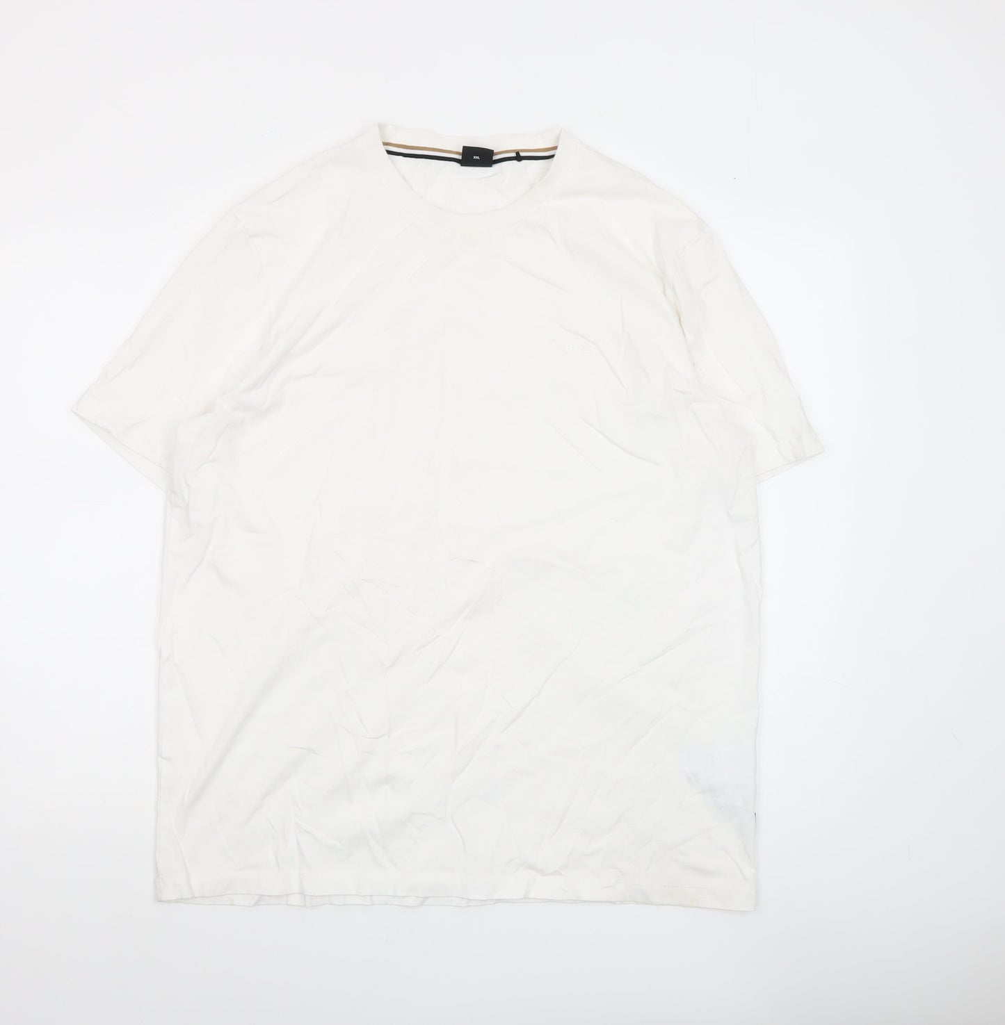 BOSS Men’s White 2XL Regular Fit Crew Neck Cotton T-Shirt
