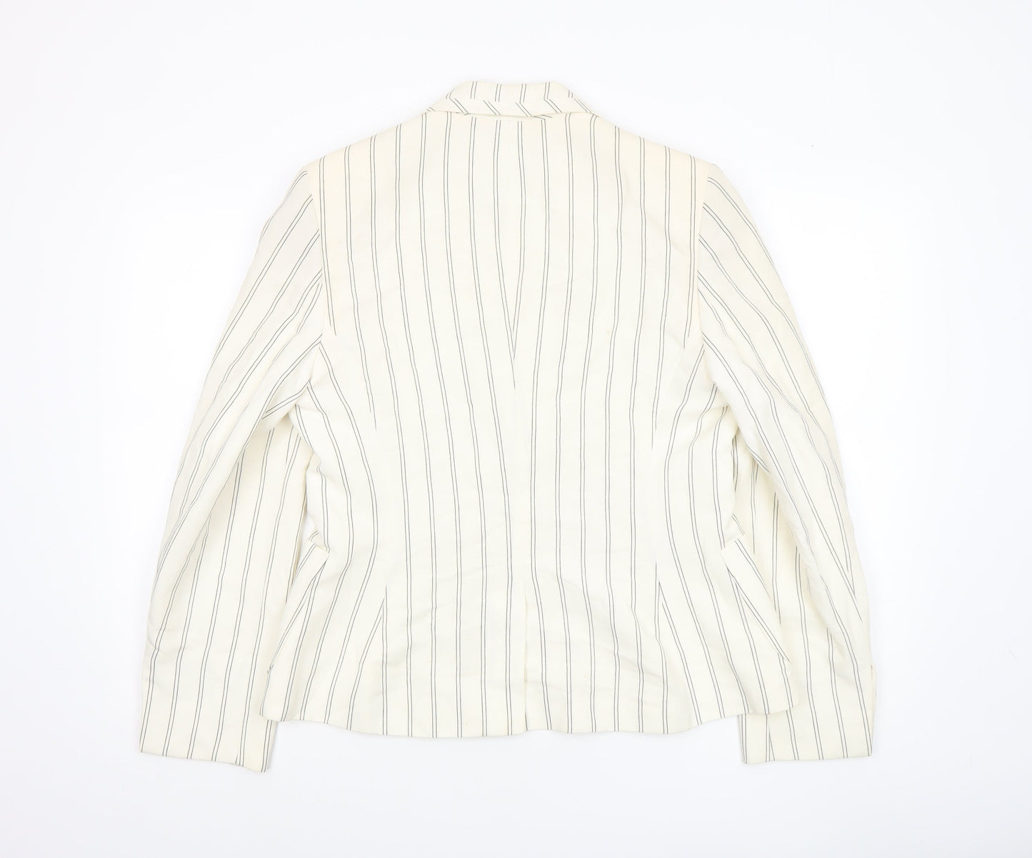 Sticky Fingers Women Ivory Pinstripe Linen Blend Blazer Size 14