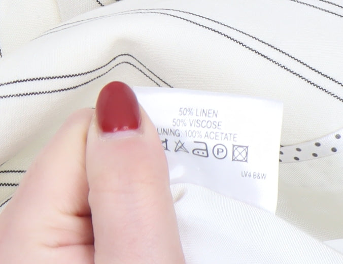 Sticky Fingers Women Ivory Pinstripe Linen Blend Blazer Size 14