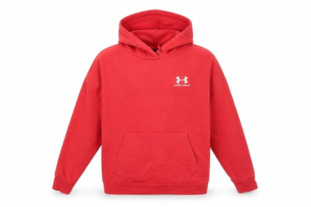 Under Armour Boys Red Pullover Hoodie Small Cotton Blend Sportswear