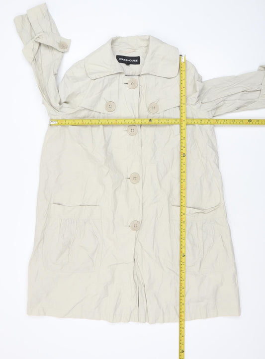 Warehouse Women's Beige Trench Coat Size 12 Cotton Blend