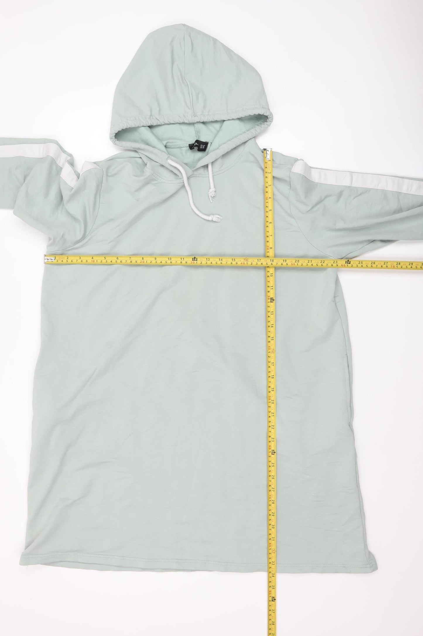 Alia Women’s Mint Green Longline Hoodie Dress UK 20 Pullover Cotton