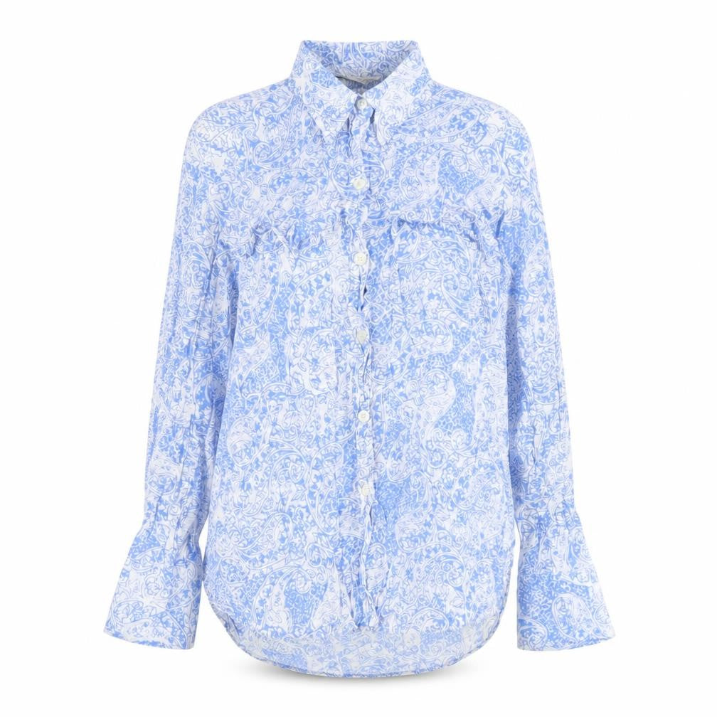 Zara Women’s Blue Paisley Viscose Long Sleeve Tunic Blouse Size 8